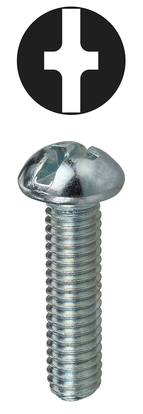 Round Head Machine Screw, 1/4" x 2", 50 pack