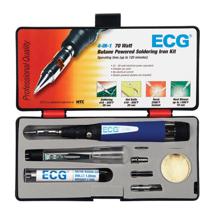 ECG Cordless Butane Soldering Iron, 30-70 Watts