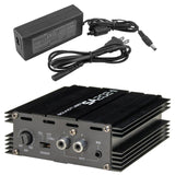 Class AB Mini Amp w/ 20W per channel output at 4 Ohms. With Power Supply