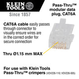 Pass-Thru Modular Data Plug, Cat6A, 50PK