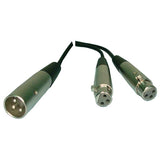 Y-Cord Adaptor: XLR Male to (2) XLR Females