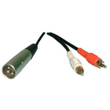 Y-Cord Adaptor: XLR Male to (2) RCA Males