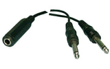 Y-Cable: (1) 1/4" Stereo Female to (2) 1/4" Mono Male