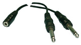 Y-Cable: (1) 3.5mm Stereo Female to (2) 1/4" Mono Male