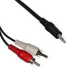 Y-Cable 3.5mm Stereo Plug to 2 RCA Plugs, 12 ft