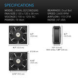 HS Muffin 120V AC Cooling Fan, 120x120x38mm