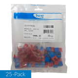 CAT6 RJ45 Modular Keystone Jack, HD, Blue, 25 pack