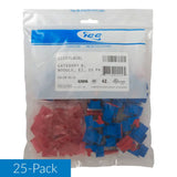 CAT6 RJ45 Modular Keystone Jack, EZ, Blue, 25 pack