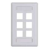 Modular Keystone Faceplate, ID Window, 6 Ports, White