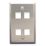 Modular Keystone Faceplate, 4 Port, Stainless Steel