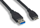 USB 3.0 Patch Cable Type A Male to Micro B Male: 15 ft